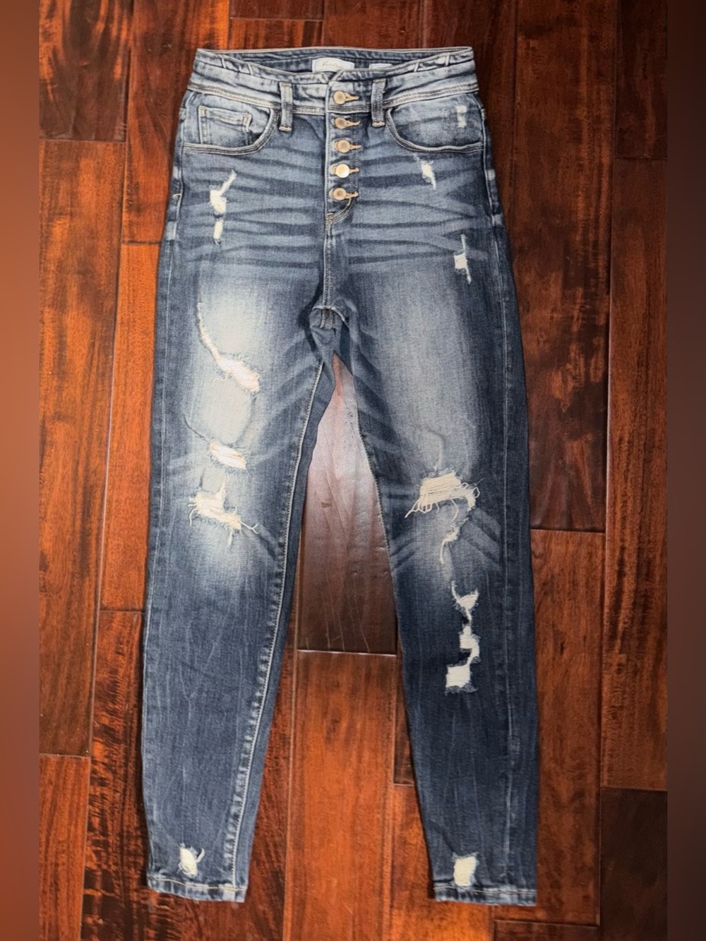 KanCan Women’s Distressed Ankle Skinny Jeans, Kurvy, Ultra High Rise, Sz. 27